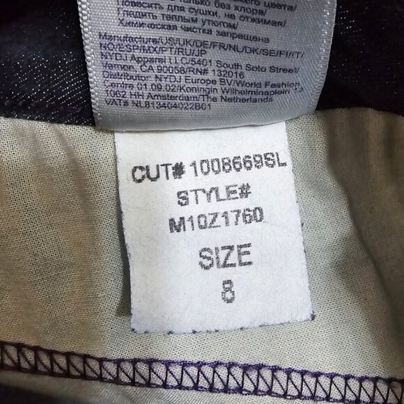 NYDJ Marilyn Straight Leg Denim Embroidered Pocket Trousers in Rinse Sz 8 - Picture 12 of 12